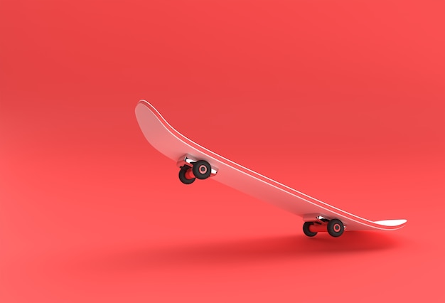 Illustration de rendu 3D Skateboard isolé sur fond de couleur