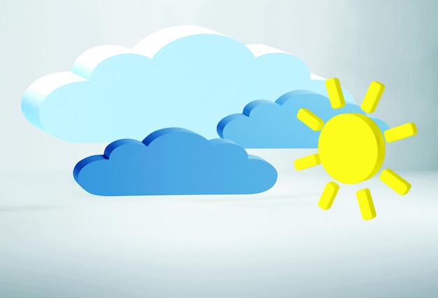 Photo illustration de rendu 3d symbole météo ciel et soleil