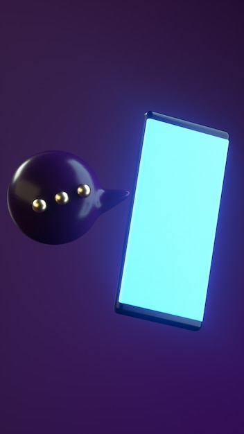 Illustration de rendu 3d téléphone et bulle