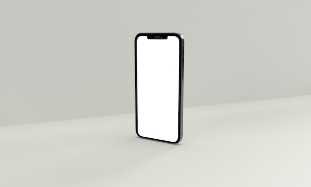 Illustration de rendu 3D téléphone générique dans un design blanc high key