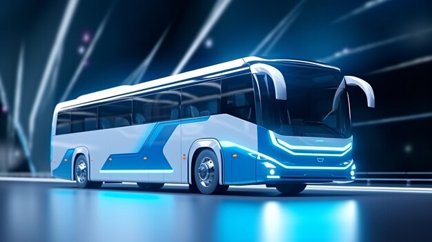 Illustration de rendu de bus 3D réaliste public moderne