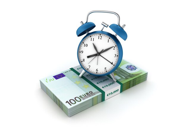 Illustration de rendu de l'horloge avec des billets en euros