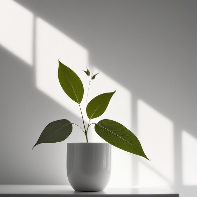 Illustration rendue en 3D d'une plante moderne blanche