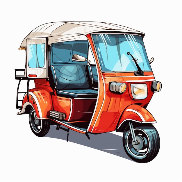 Illustration d'un rickshaw à moteur sur un fond plat