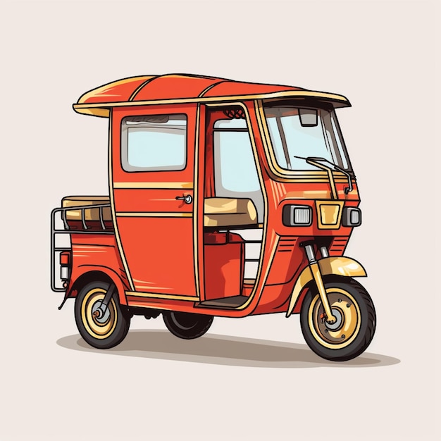 Illustration d'un rickshaw à moteur sur un fond plat