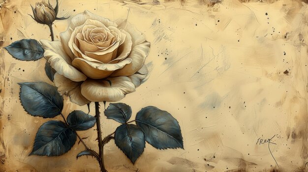 Illustration de rose peinte dans le style vintage