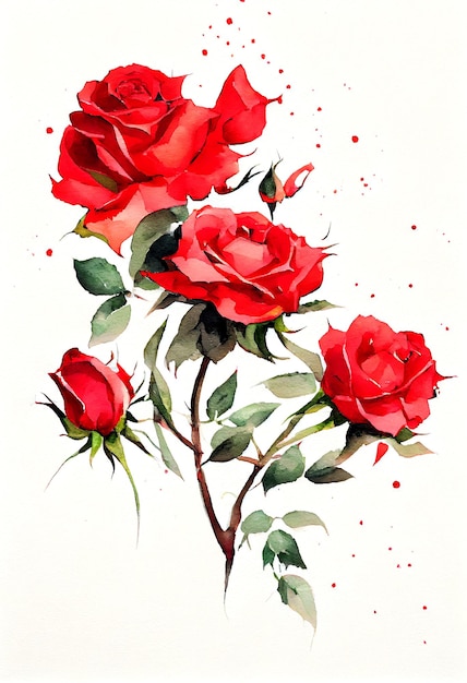 Illustration de la rose rouge dans un style de peinture à l'aquarelle