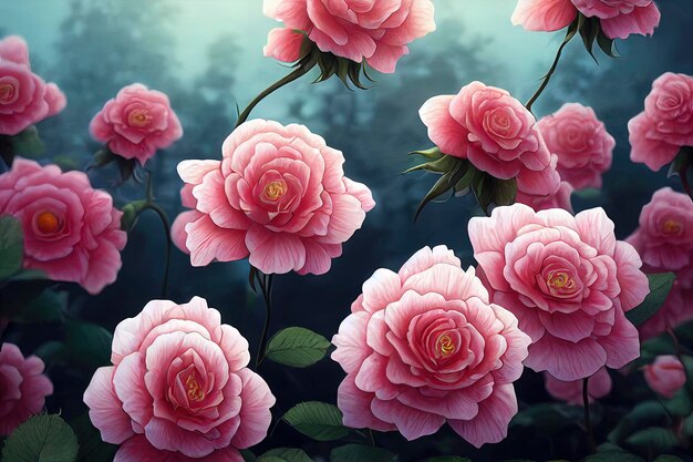 Illustration de roses de jardin