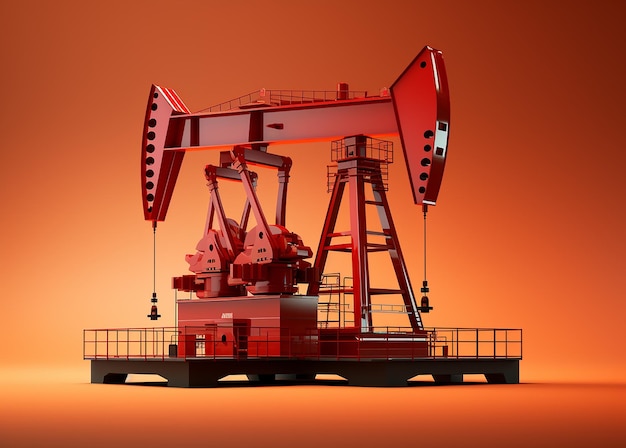 Illustration rouge de l'extraction isolée de pétrole et de gaz