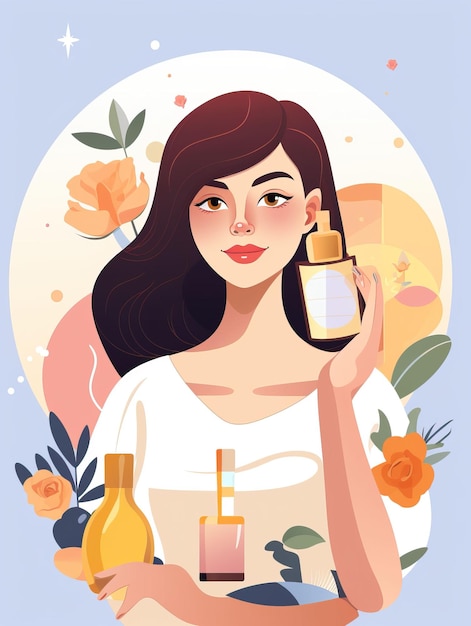 Illustration de la routine de soins de la peau féminine