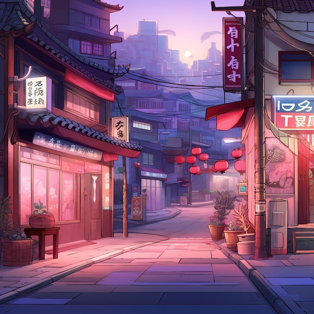 L'illustration de la rue asiatique la nuit