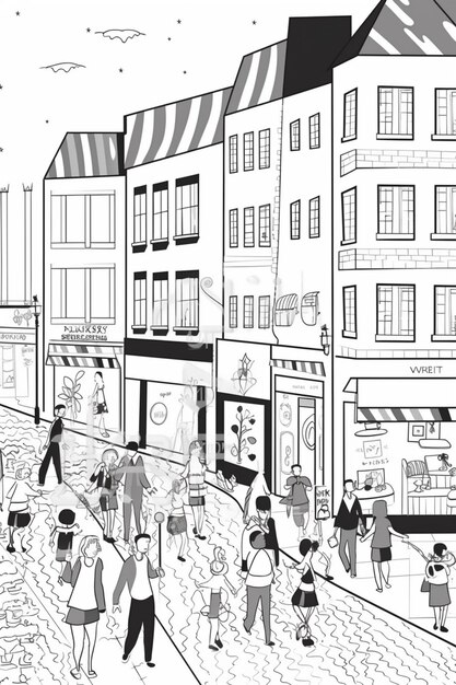 Photo illustration d'une rue très fréquentée avec des gens qui marchent et font leurs courses