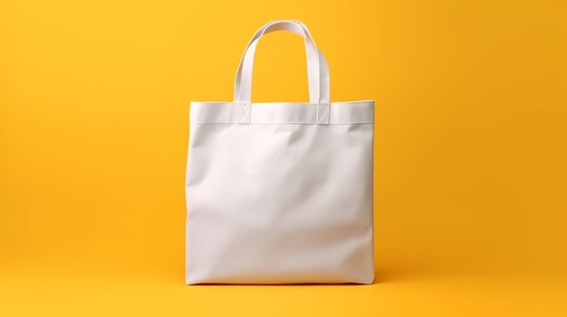 Illustration d'un sac fourre-tout en coton blanc sur fond jaune vif