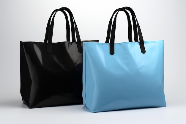 illustration de sacs d'achat jumbo en nylon bleu et noir à fond blanc