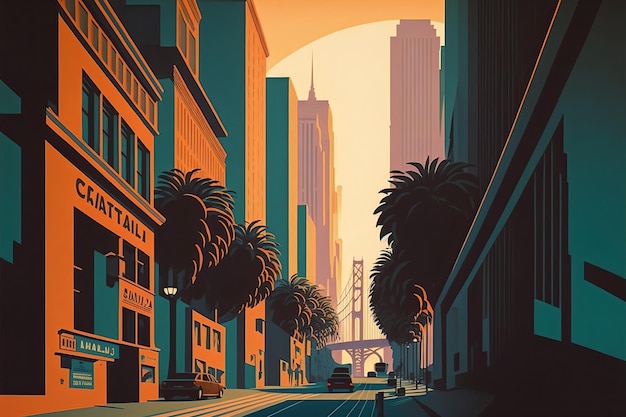 Illustration de San Francisco en Californie aux États-Unis