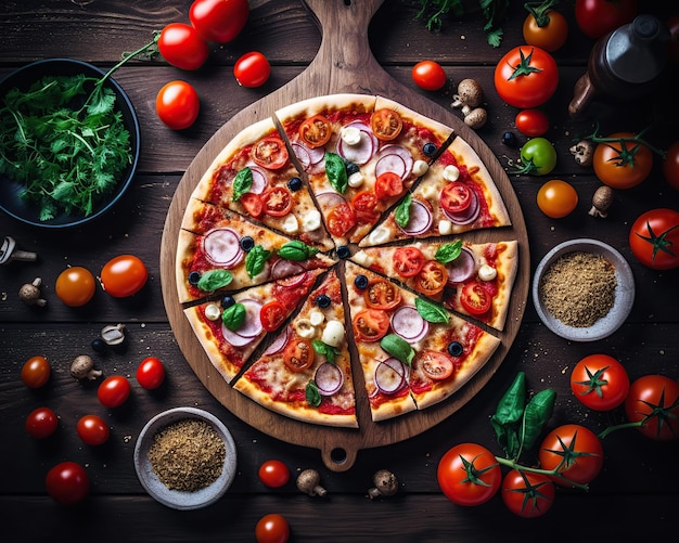 Illustration d'une savoureuse pizza maison avec des ingrédients frais