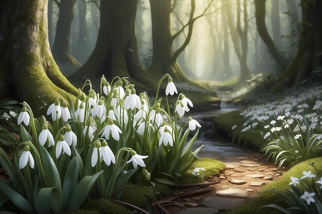 Photo illustration scène du conte de fées gouttes de neige magiques