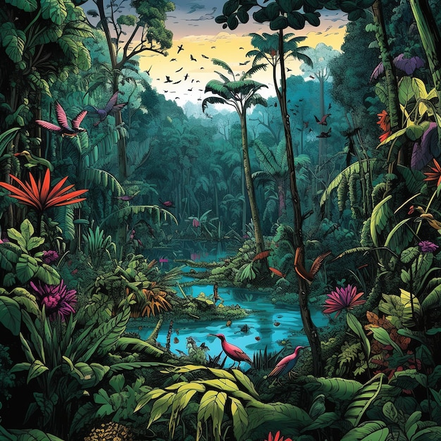 illustration de la scène de la jungle