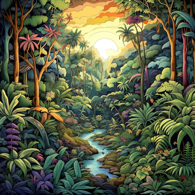 illustration de la scène de la jungle