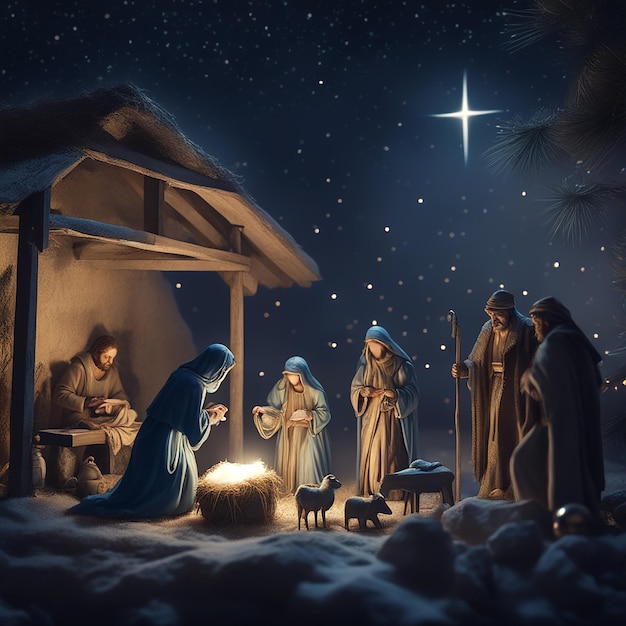 illustration de la scène de la nativité de Noël