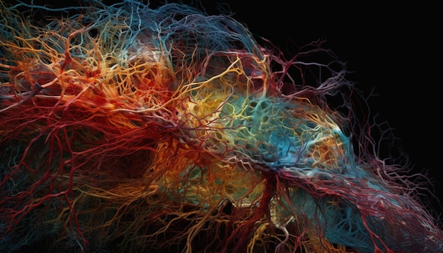Illustration scientifique abstraite Courbe fractale multicolore dans une conception de mouvement futuriste générée par l'intelligence artificielle