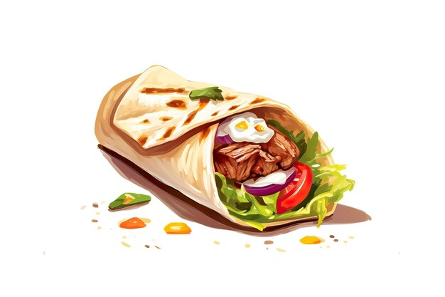 Photo illustration de shawarma illustration de nourriture ia générative