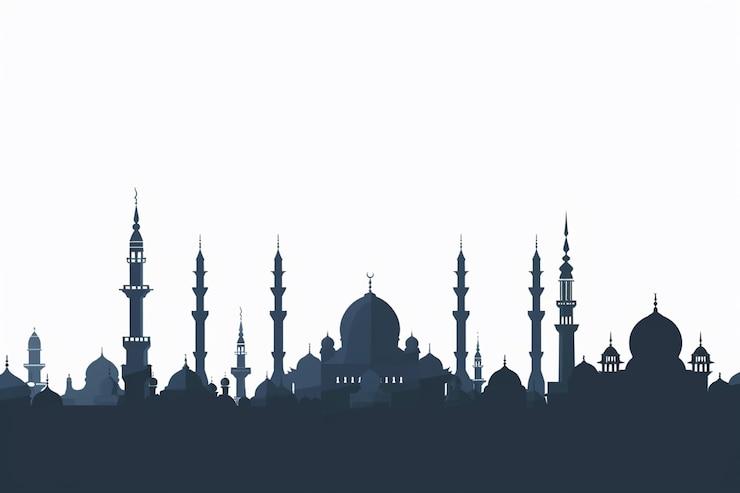 Photo illustration de la silhouette d'une mosquée musulmane