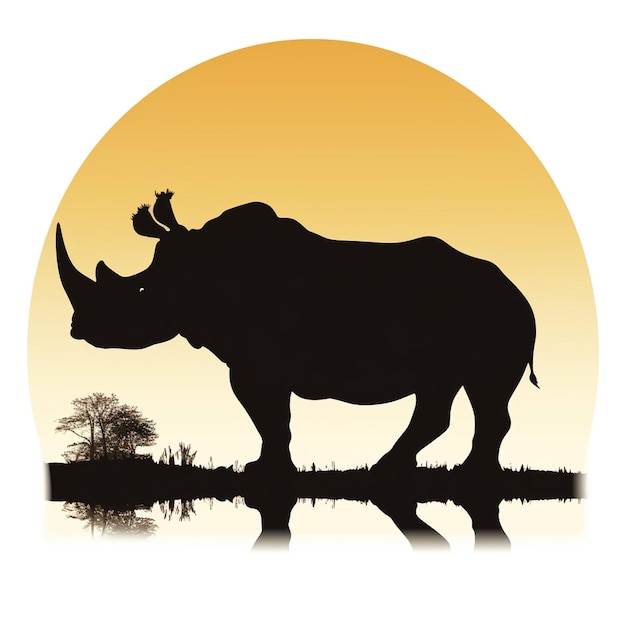 Photo illustration de silhouette noire d'un rhinocéros