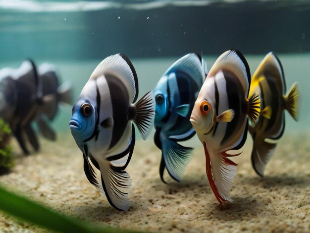 Photo illustration de la silhouette d'un poisson d'aquarium vectoriel icône de poisson de l'aquarium plat de dessin animé coloré pour votre