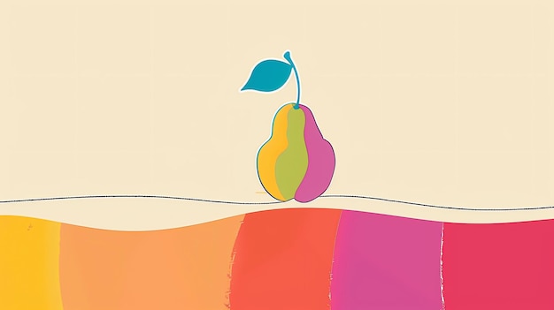 Photo une illustration simple et colorée d'une poire la poire est composée de plusieurs couleurs, dont le jaune, le vert, le bleu et le rose.