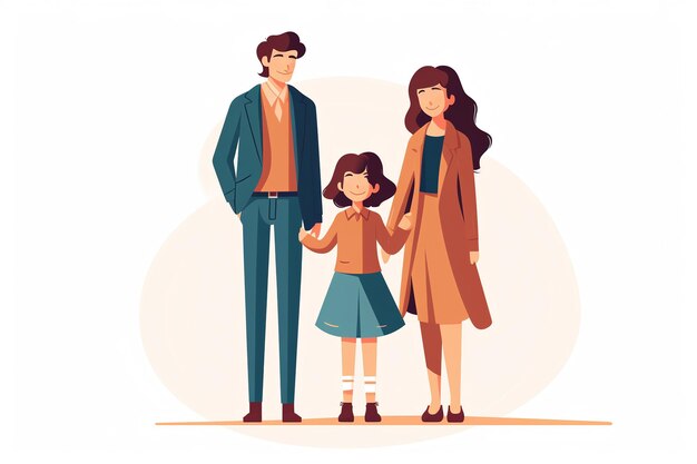 Illustration simple d'une jeune famille