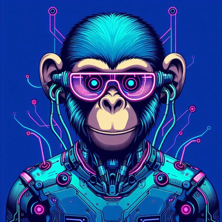 Photo illustration de singe dessinée à la main dans le style nft illustration de gorille dessinée au vecteur dans le modèle nft