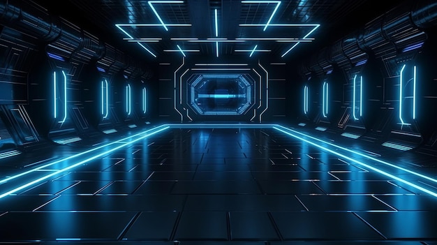 Illustration de la station spatiale de science-fiction avec un éclairage éblouissant