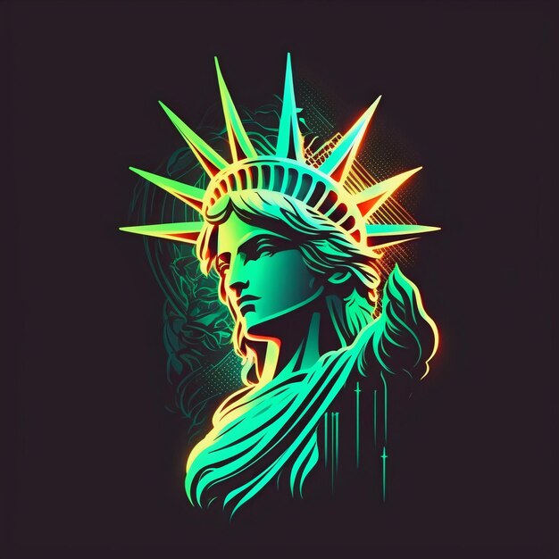 illustration de la statue de la liberté de style néon. New York,