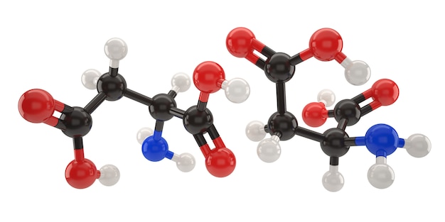 Illustration de la structure de la molécule d&#39;acide aspartique avec un tracé de détourage