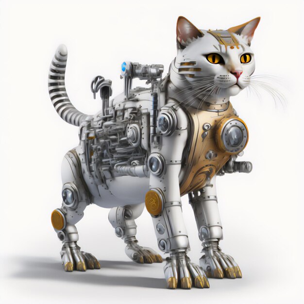 Photo illustration stylisée d'un chat robot