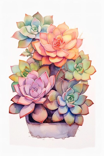 Illustration succulente à l'aquarelle