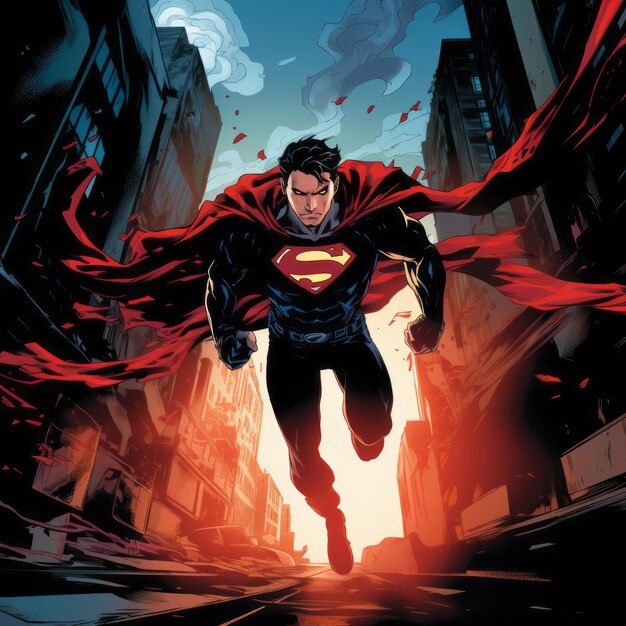 Photo une illustration de superman noir indigo et noir cramoisi par bryan morrison