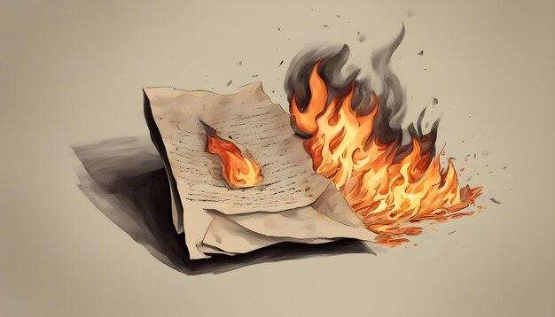 Photo illustration d'un symbole brûlant dans le feu