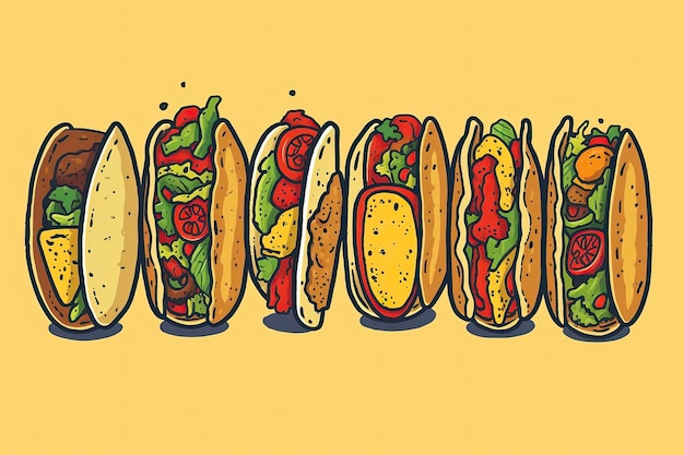 Illustration de tacos Illustration de nourriture IA générative