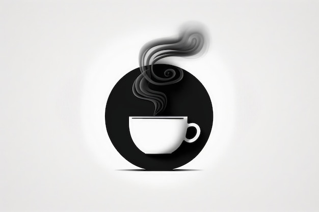 Illustration d'une tasse de café sortant du logo d'icône de vapeur Generative AI