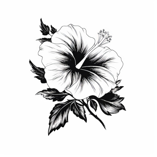 Photo une illustration de tatouage floral d'hibiscus avec des vibrations sinistres