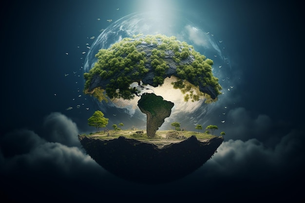 Une illustration de la Terre avec un arbre qui pousse de 00199 01