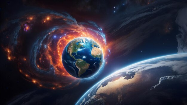 L'illustration de la terre brûlante comme un signe du réchauffement climatique