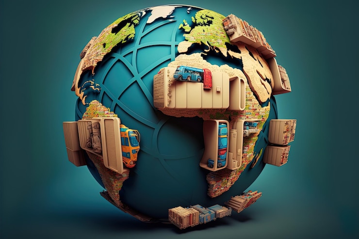 Une illustration de la Terre symbolisant le commerce international