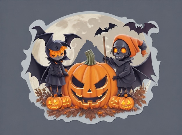 illustration de tête de citrouille d'Halloween pour le logo ou les autocollants de conception de t-shirt