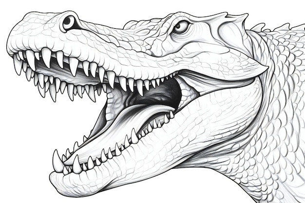 Photo illustration de tête de crocodile sur fond blanc pour un tatouage ou un dessin de t-shirt