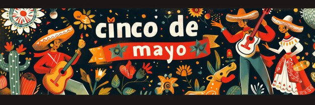 Illustration avec un texte pour commémorer un Cinco de Mayo mexicain