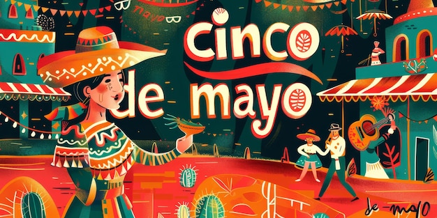 Photo illustration avec un texte pour commémorer un cinco de mayo mexicain