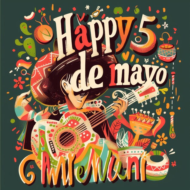 Photo illustration avec un texte pour commémorer un cinco de mayo mexicain